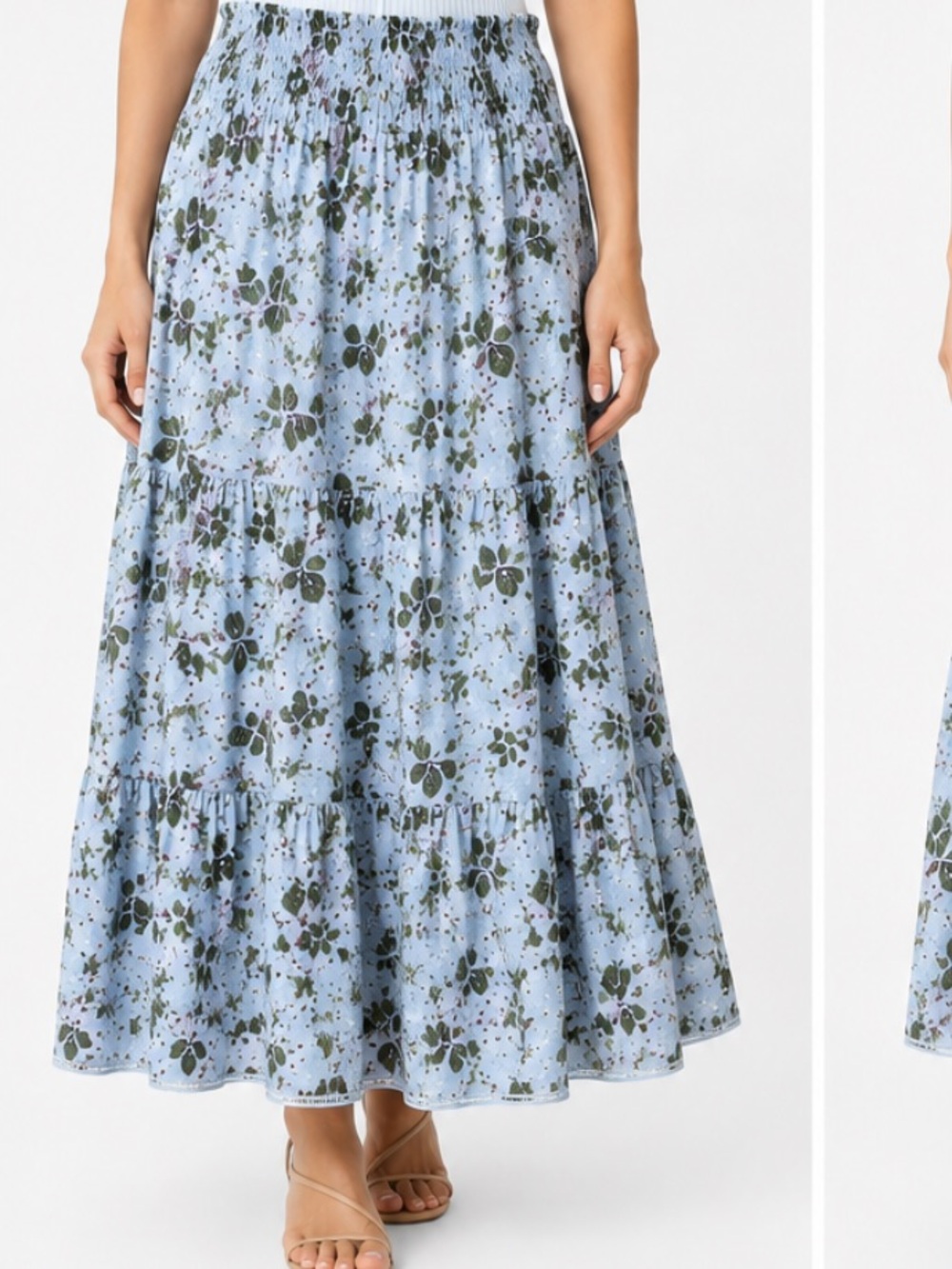 Max Studio London Blue Floral Tiered Maxi Skirt – Size M NWT